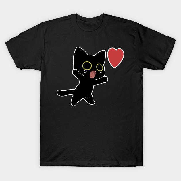 cute cat with heart T-Shirt by ArtisticBox